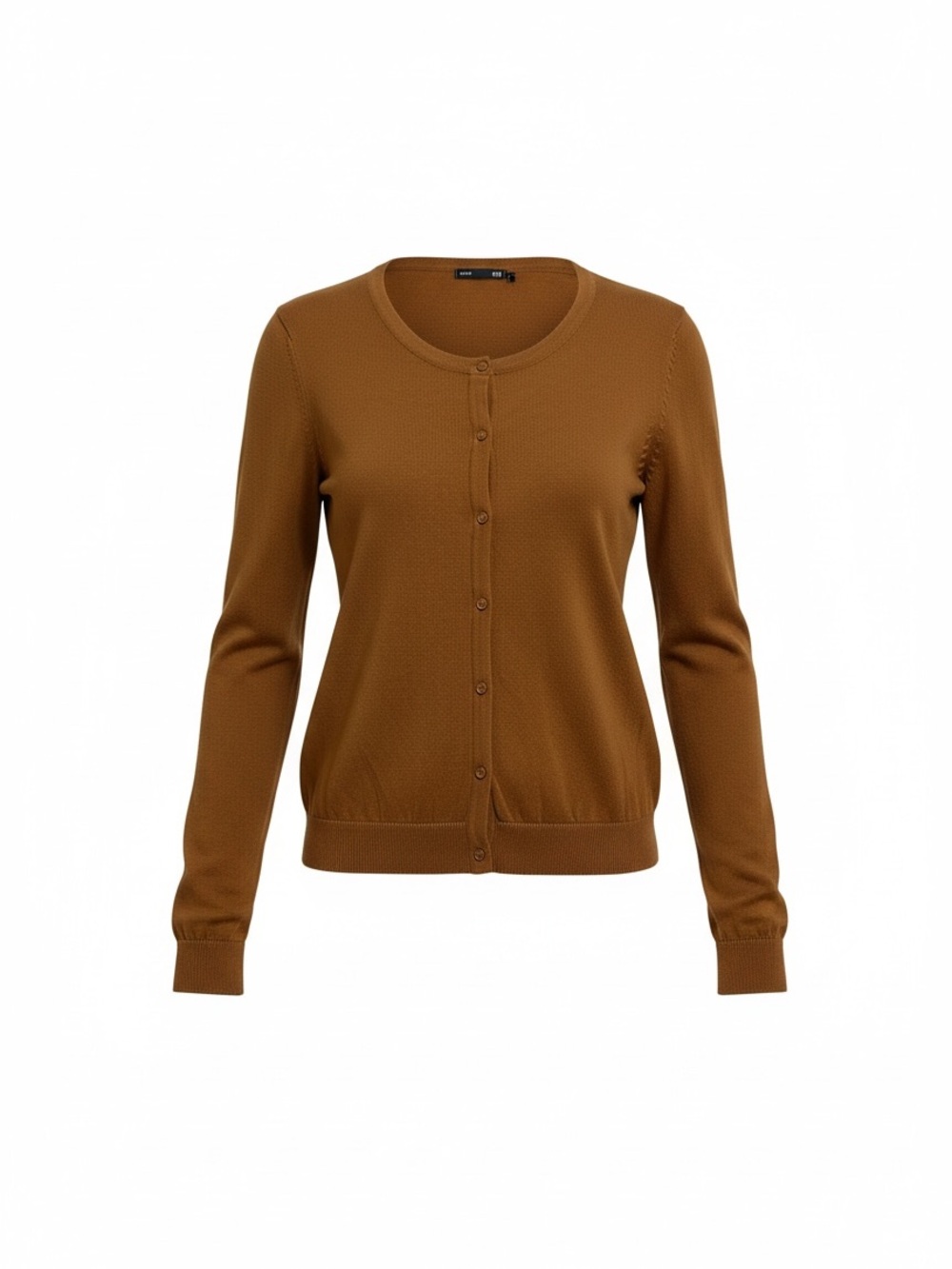H&M Round-Neck Button-Front Cardigan — Brown